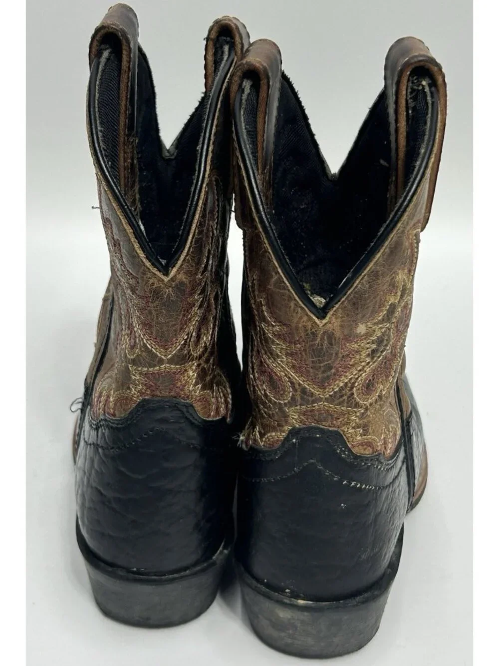 Dan Post Little River Leather Children’s Boots 11D Brown Black Western Cowboy